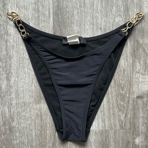 Missguided Black Gold Chain Bikini Bottom